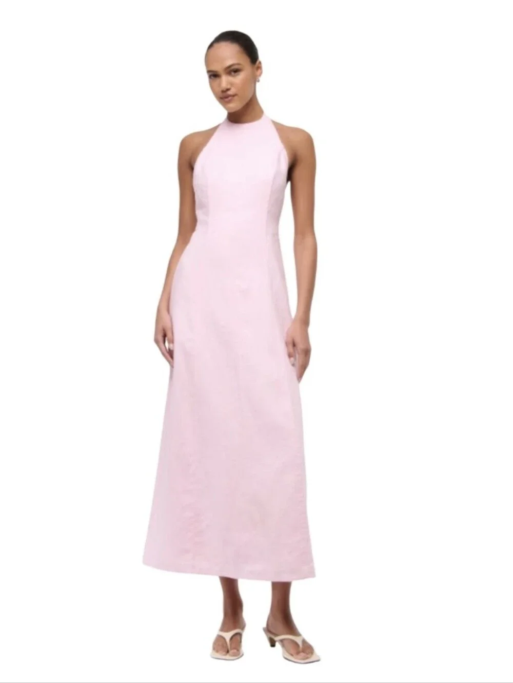 NWT Abercrombie & Fitch Linen High Neck Maxi Dress- LP